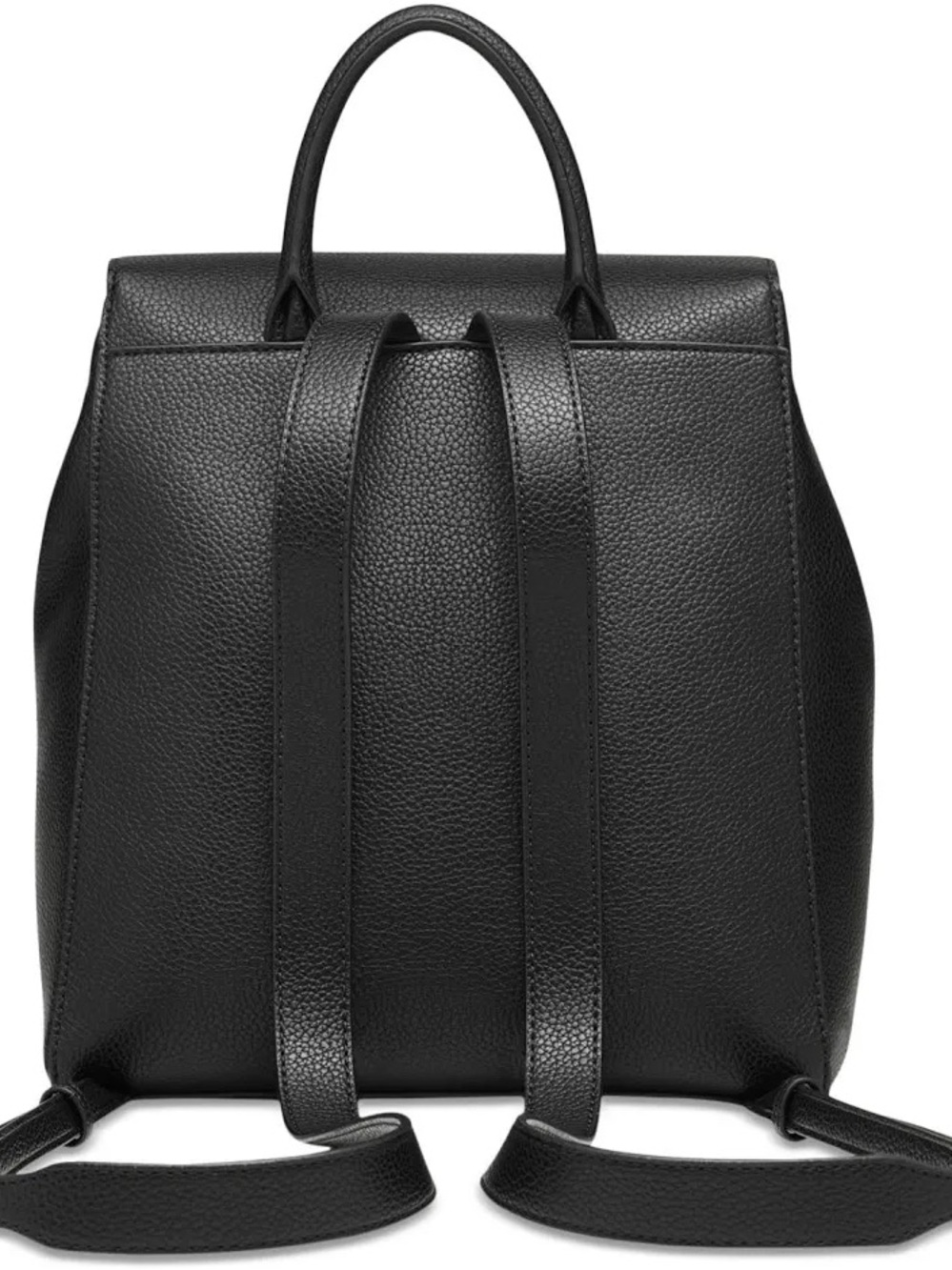 DKNY Robin Small Backpack Black Pebbled Faux Leather Gold Logo NWT Dust Bag - Picture 3 of 12